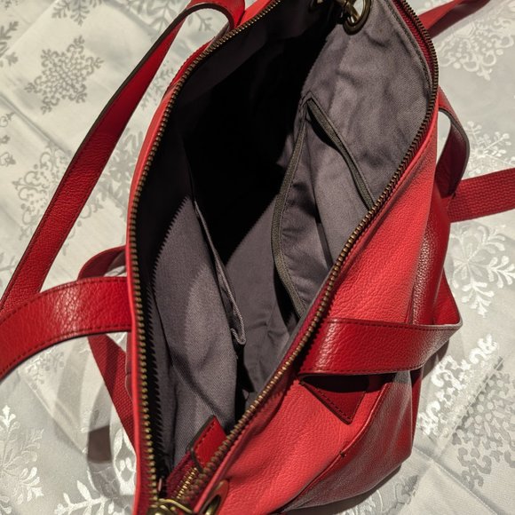 Red Leather Fossil Tote Bag - Picture 6 of 7